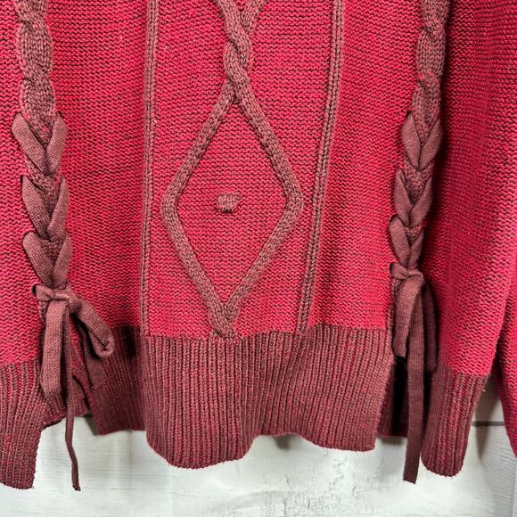 Frye & Co Womens size Large Braided Cable Knit Sweater Western Country Cowgirl - Picture 5 of 9